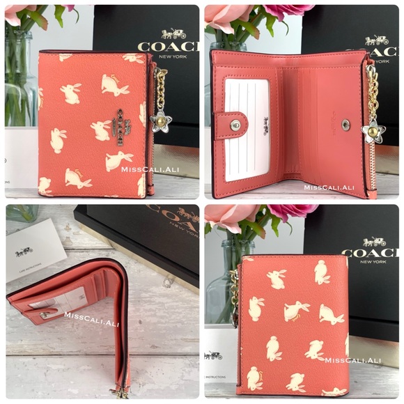 Coach Bunny Coral Snap Coin Small Wallet - Picture 8 of 9